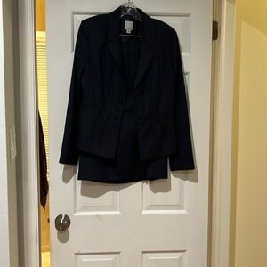Blue and black skirt suit